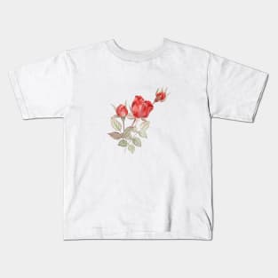 Red rose buds watercolor painting Kids T-Shirt